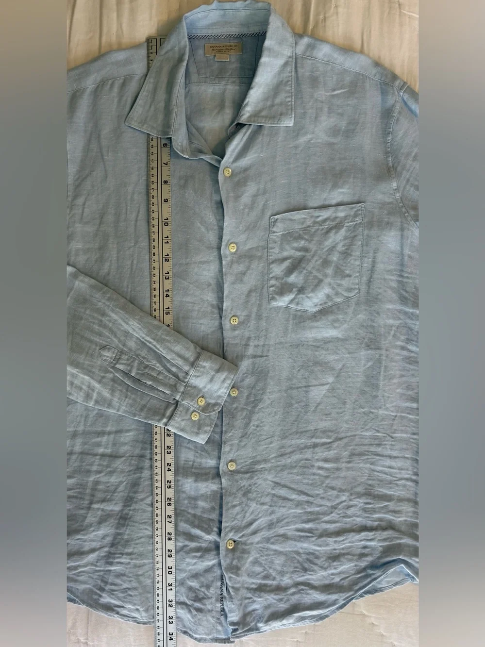 Banana Republic 100% Linen Button Down Shirt Blue Men’s XL Long Sleeve Casual